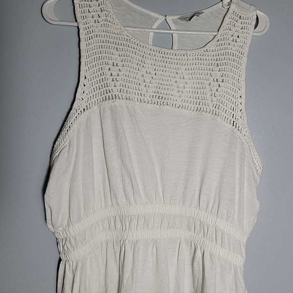 Lucky Brand Women's Size Large White Crochet Double Elastic Waist Crop Top - Picture 2 of 7